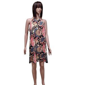 Women's Summer Floral Print Sleeveless Halter Neck Dress Size L